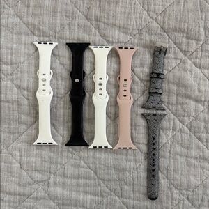 Set of 5 Apple Watch Bands in Black, White, and Pink